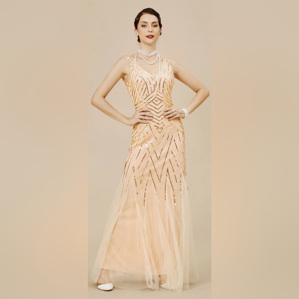 Babeyond 1920s Bodycon Sequin Mermaid Maxi Dress